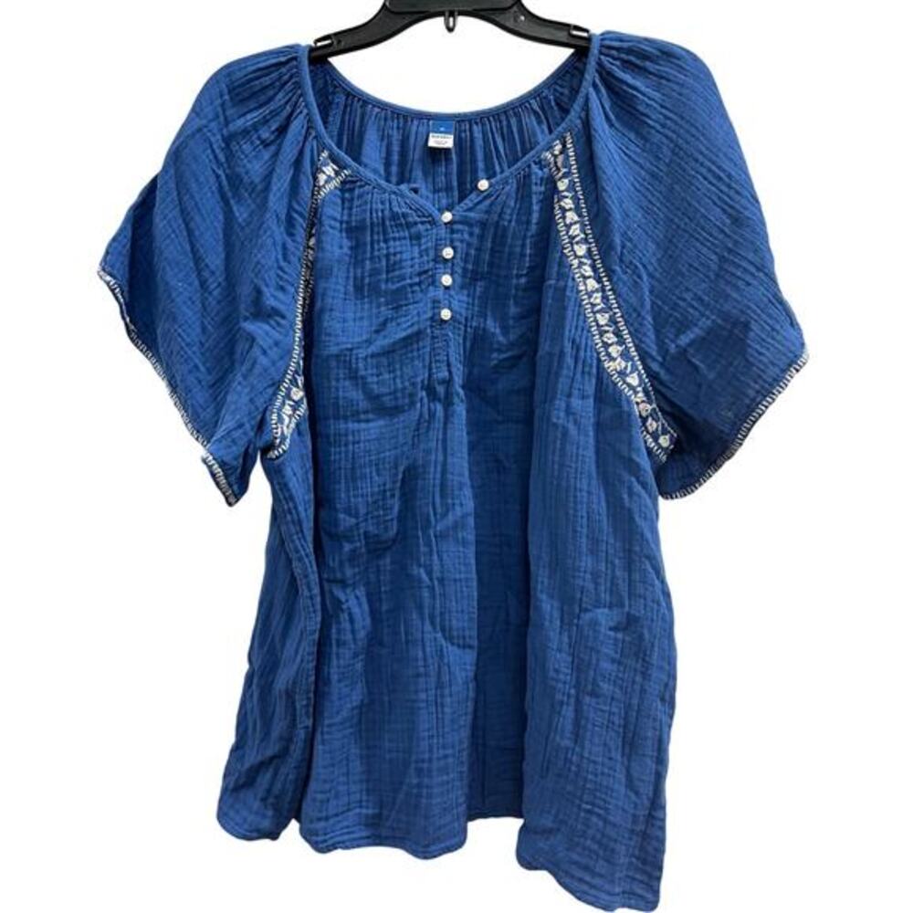 Old Navy cobalt blue gauze flutter sleeve blouse NWOT Sz XL